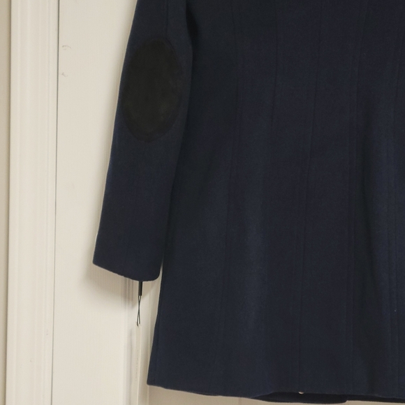 Calvin Klein NWT Faux Suede Elbow Patches Hooded Wool Blend Coat Size Small. - Picture 9 of 13